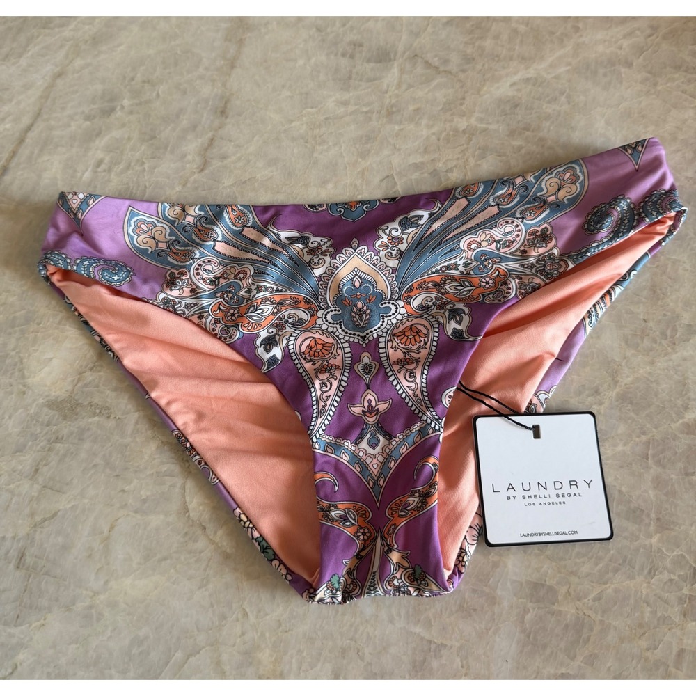 Laundry by Shelli Segal Purple Paisley Hipster Bikini Swim Bottom NWT